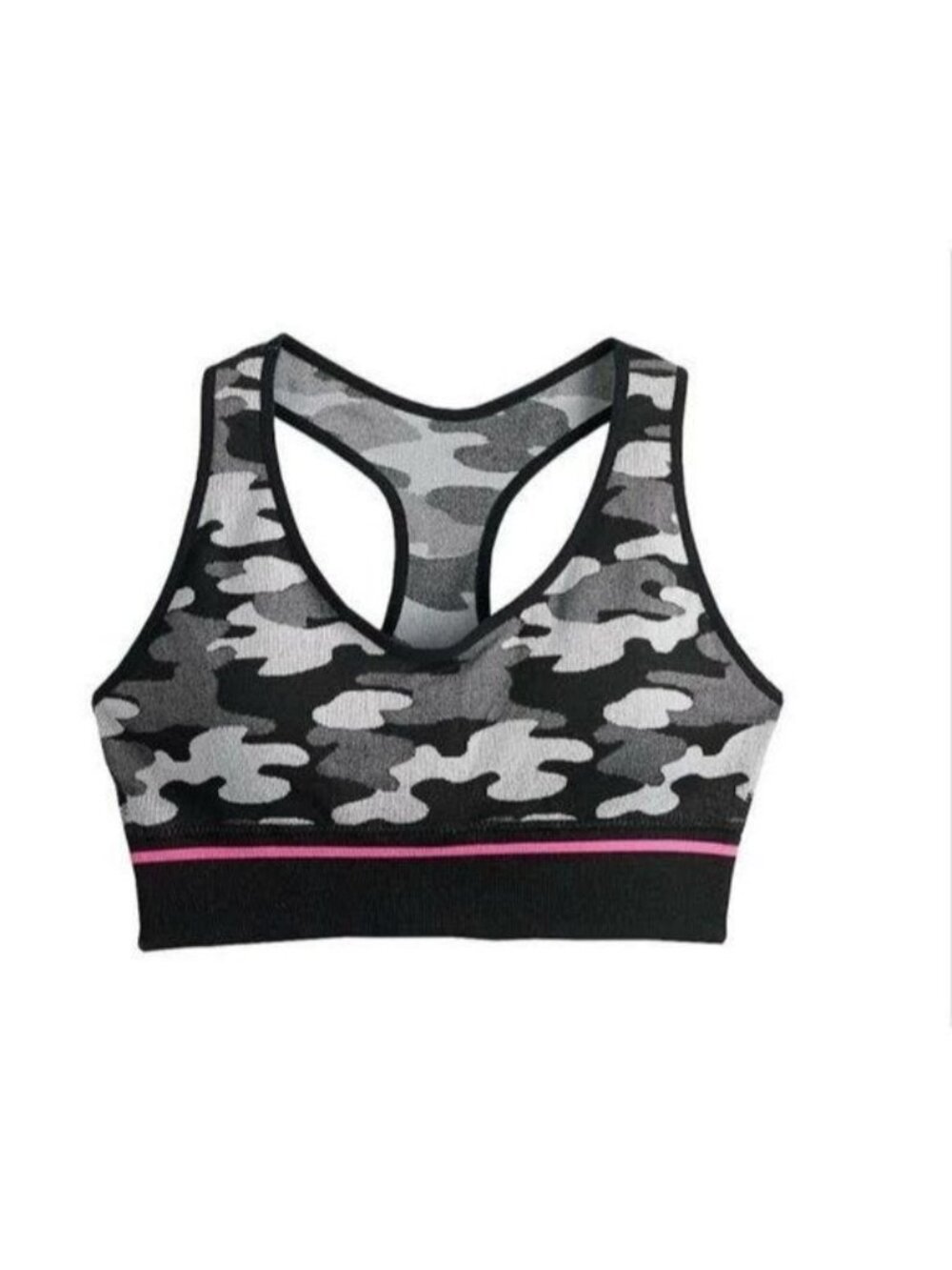 Maidenform Girl Black Camouflage Sports Performance Training Bra Medium